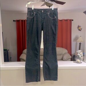 Cartise Women’s Gray Black Denim Corduroy Raw Hem Jeans Size 6